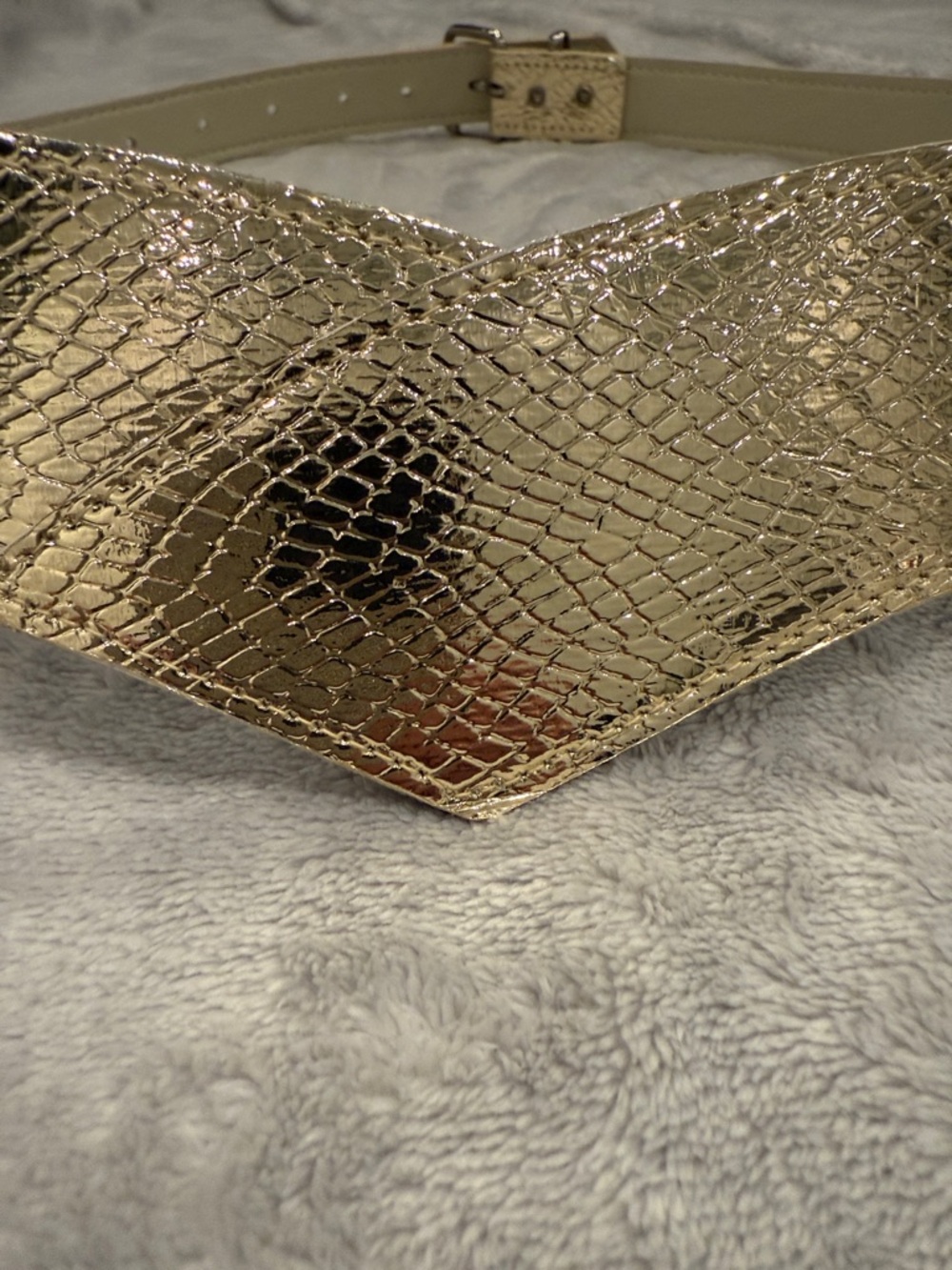 Gold Snake Textured V Shaped Women's Belt